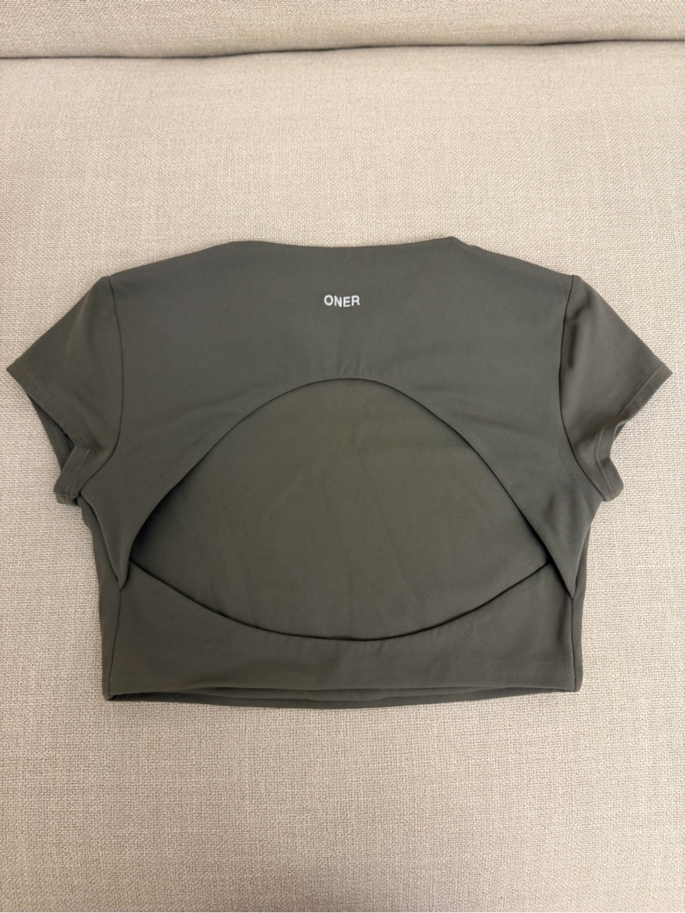 Oner Active SoftMotion Short Sleeve Crop Top with White Logo in Alpine Green